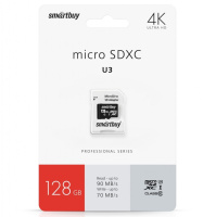Карта памяти Smart Buy MicroSD 128GB Сlass 10 Pro UHS-I U3 (70/90 Mb/s) (с адаптером SD)